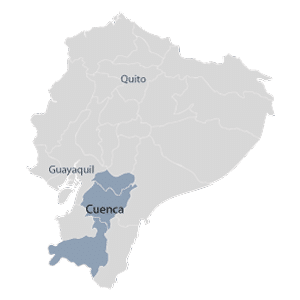 Cuenca on the map of Ecuador