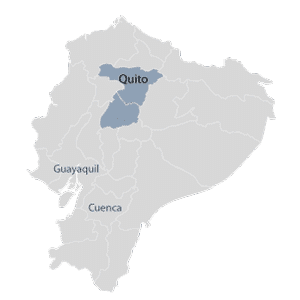 Quito on the map of Ecuador